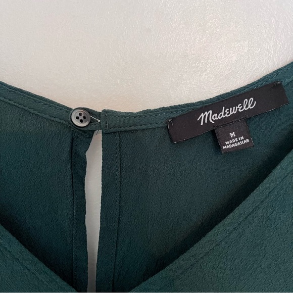 Madewell V-neck Green Short Sleeve relaxed fit top blouse size medium oversized - Picture 3 of 8